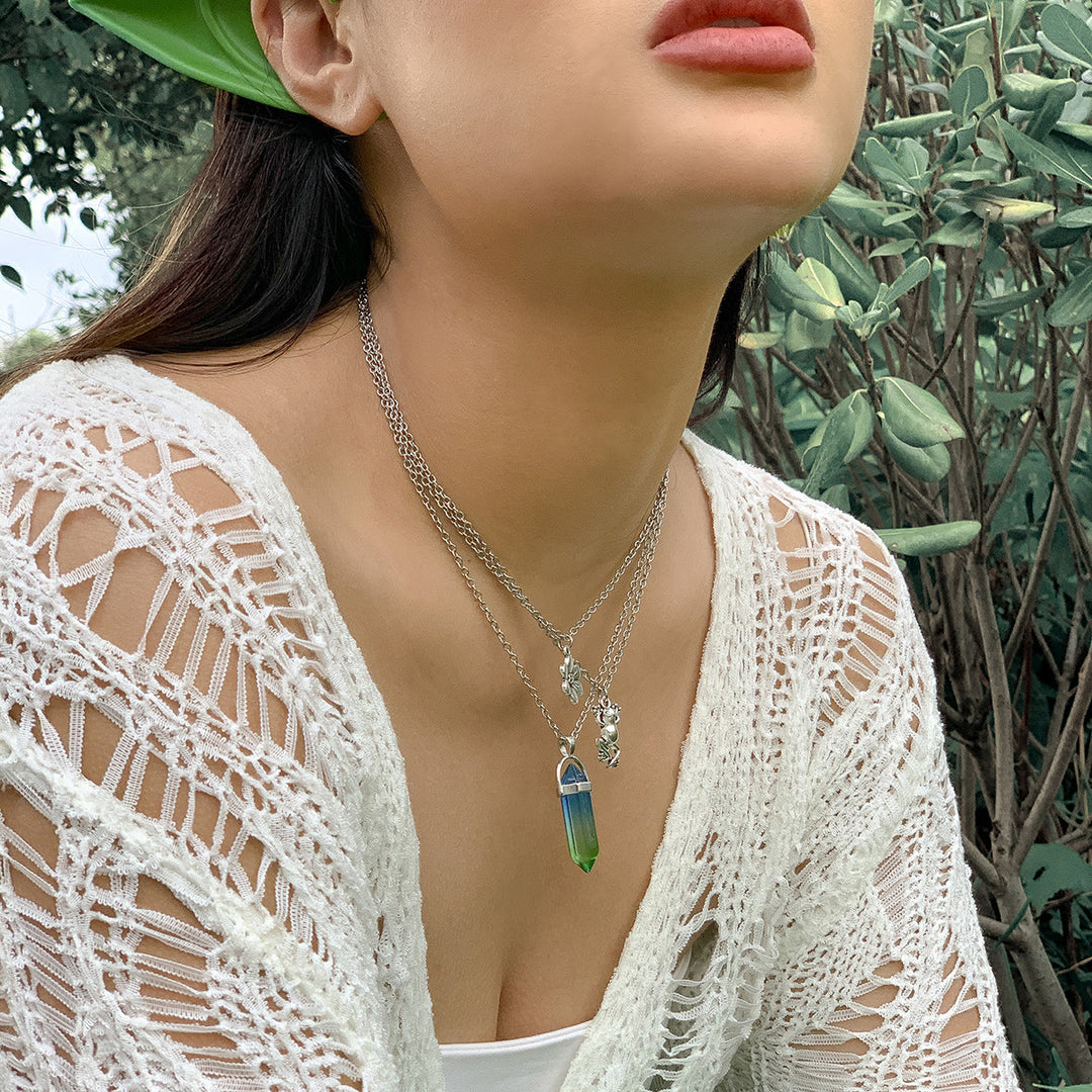 Olivenorma Electroplated Color Artificial Crystal Frog Flower Pendant Necklace Set - Electroplated Color Artificial Crystal - image 0