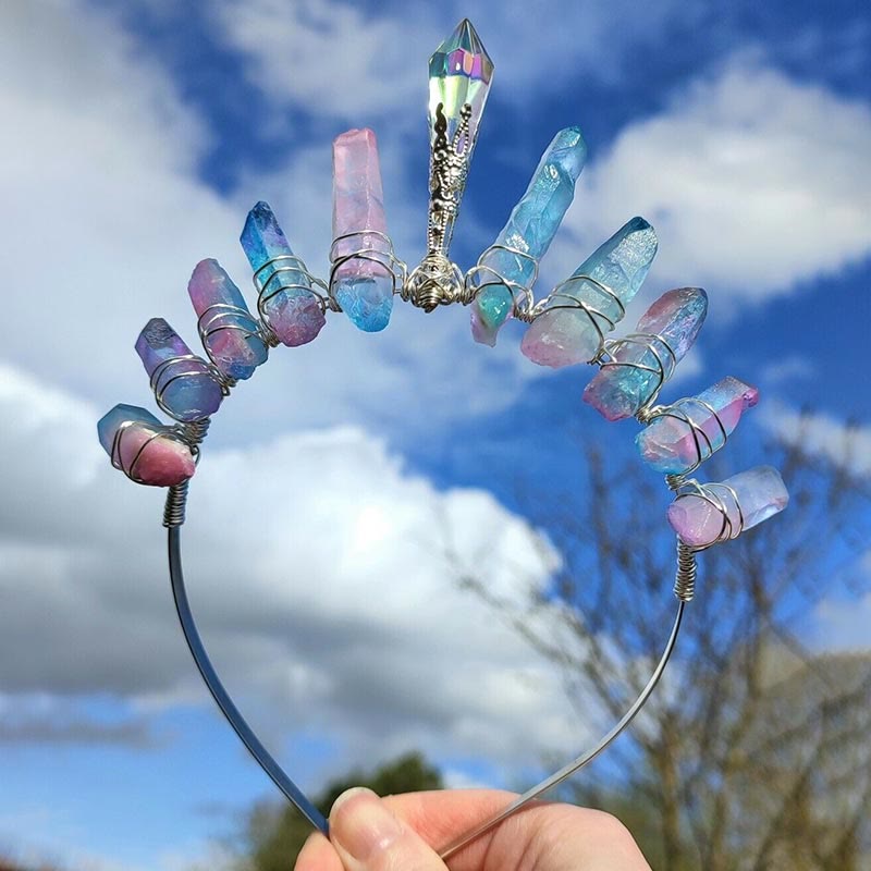 Olivenorma Pink Blue Titanium Quartz Crown with Crystal Centrepiece - image 7