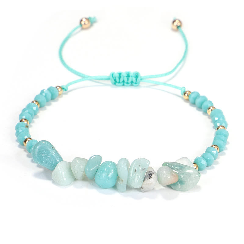 Olivenorma Bohemian Crystal Gravel String Bracelet - Amazonite - image 9
