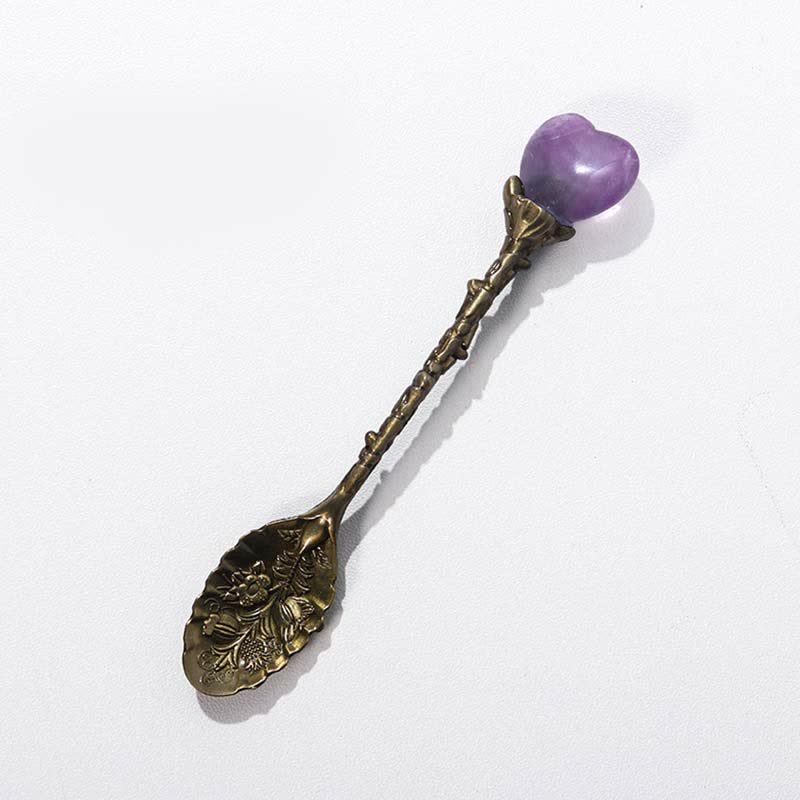 Olivenorma With Crystal Witches Herb Spoon Decoration - Heart#Amethyst - image 14