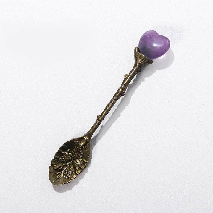 Olivenorma With Crystal Witches Herb Spoon Decoration - Heart#Amethyst - image 14