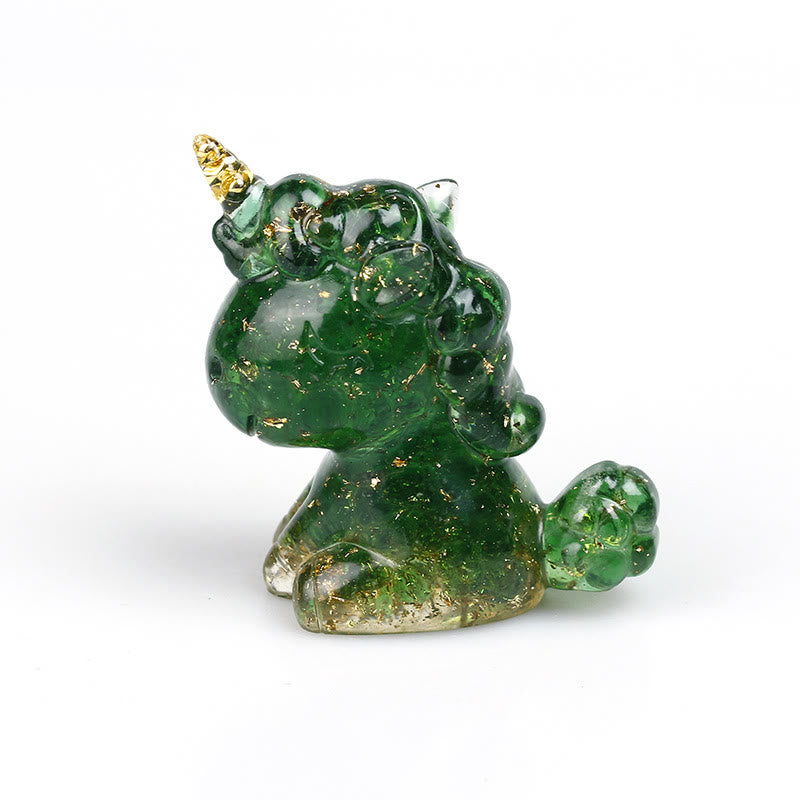 Olivenorma Crystal Unicorn Gemstone Decoration - Green Glaze&Gold Foil - image 37