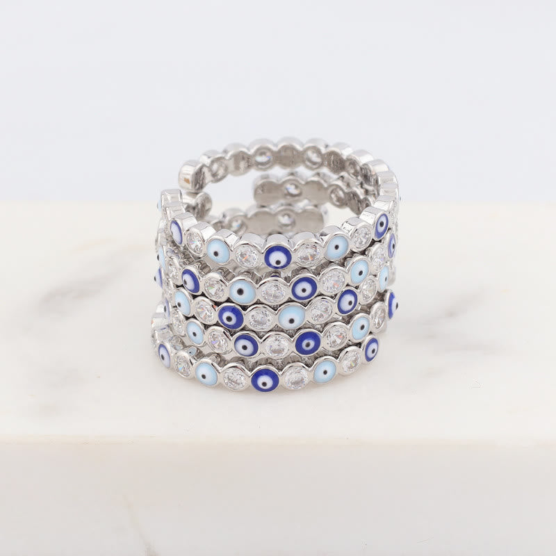 Olivenorma Colorful Evil Eye White Zircon Adjustable Ring - image 37