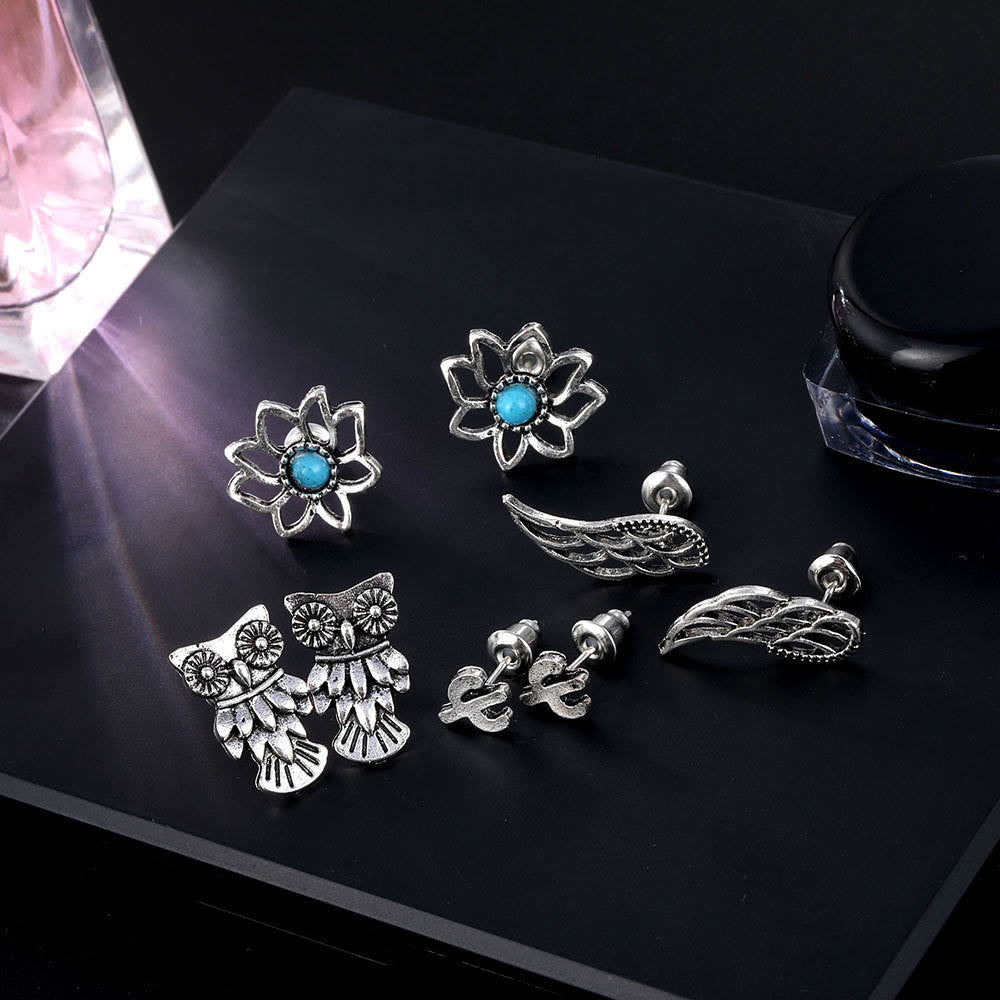 Olivenorma Turquoise Bohemian Boho Nimal Stud 4pcs Earrings - image 1