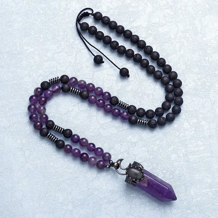 Olivenorma Natural Crystal Hexagon Prism Pendant Mala Necklace - image 3