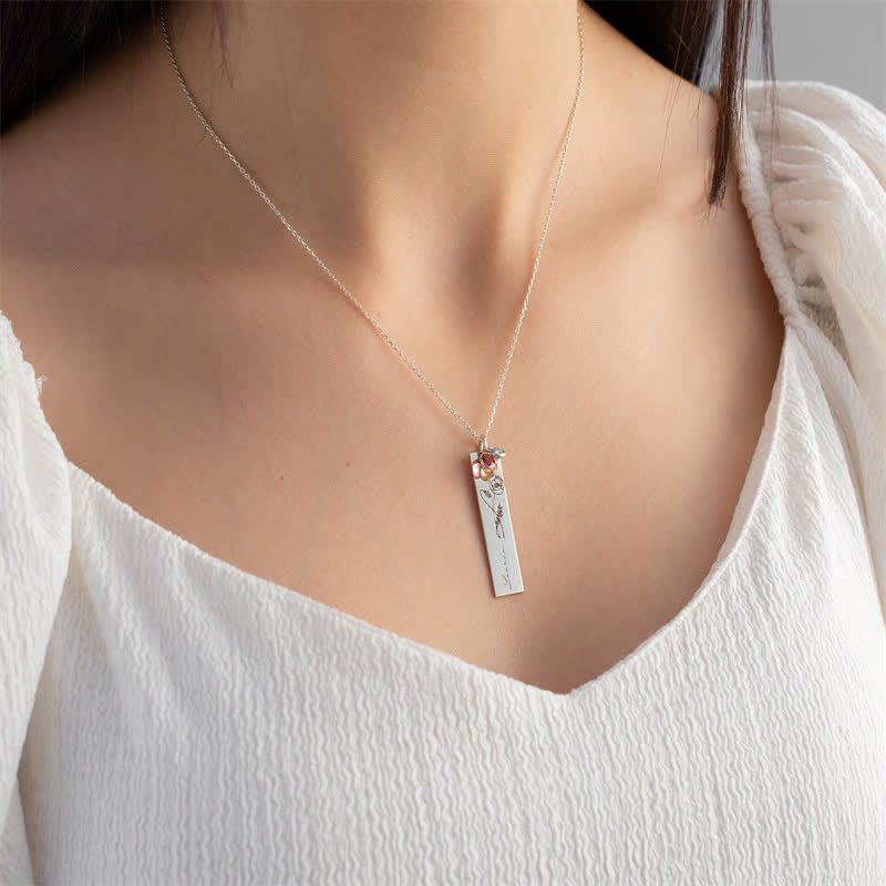 Olivenorma Personalized Birth Flower & Birthstone with Name Jewelry Necklace - image 10