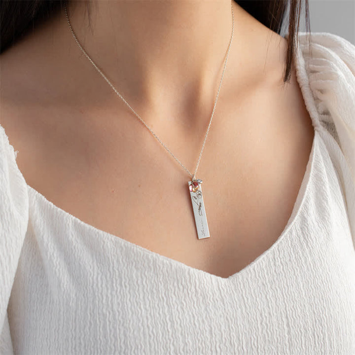Olivenorma Personalized Birth Flower & Birthstone with Name Jewelry Necklace - image 10
