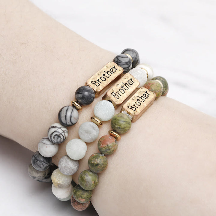 Olivenorma Natural Gemstone Brother Engraving Bracelet - image 2