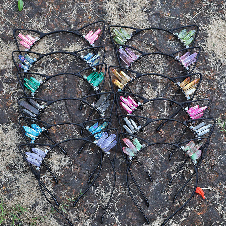 Olivenorma Electroplating Crystal Cat Ears Headband - image 0