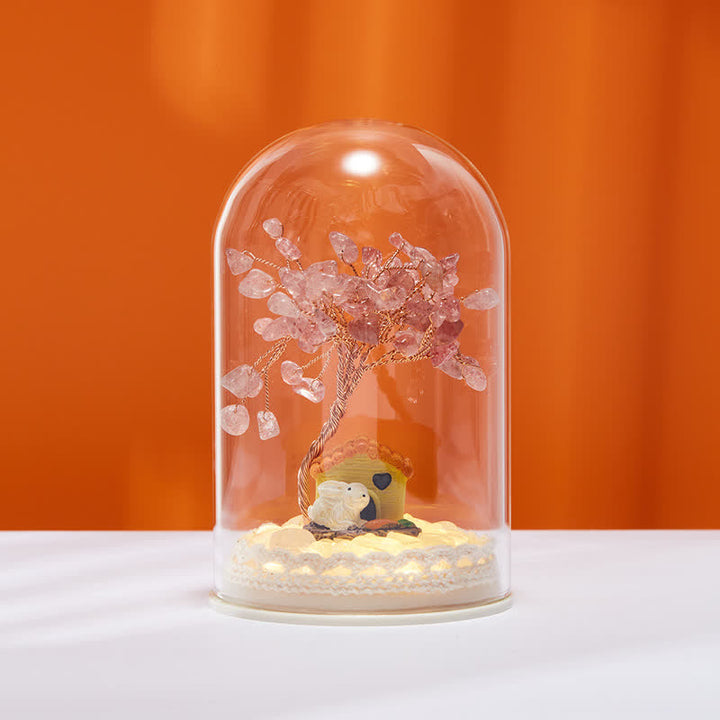 Olivenorma Natural Crystal Glass Cover Feng Shui Tree Decoration - Strawberry Quartz & Tree & House - image 34