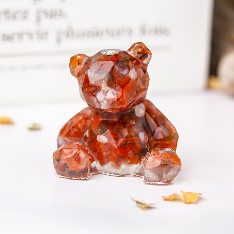 Olivenorma Mirror Sitting Bear Gemstone Decoration - Red Agate - image 25