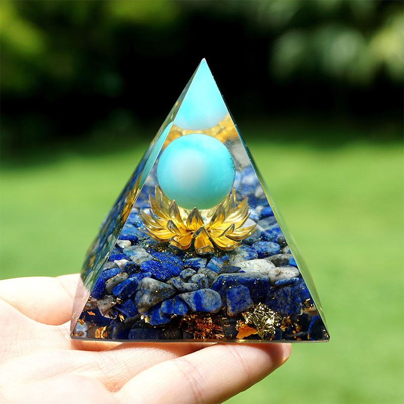 Olivenorma The Spiritual Expansion Turquoise & Lapis Lazuli Orgone Pyramid - 2.36''*2.36''(6cm X 6cm) - YES PLEASE $8 - image 0