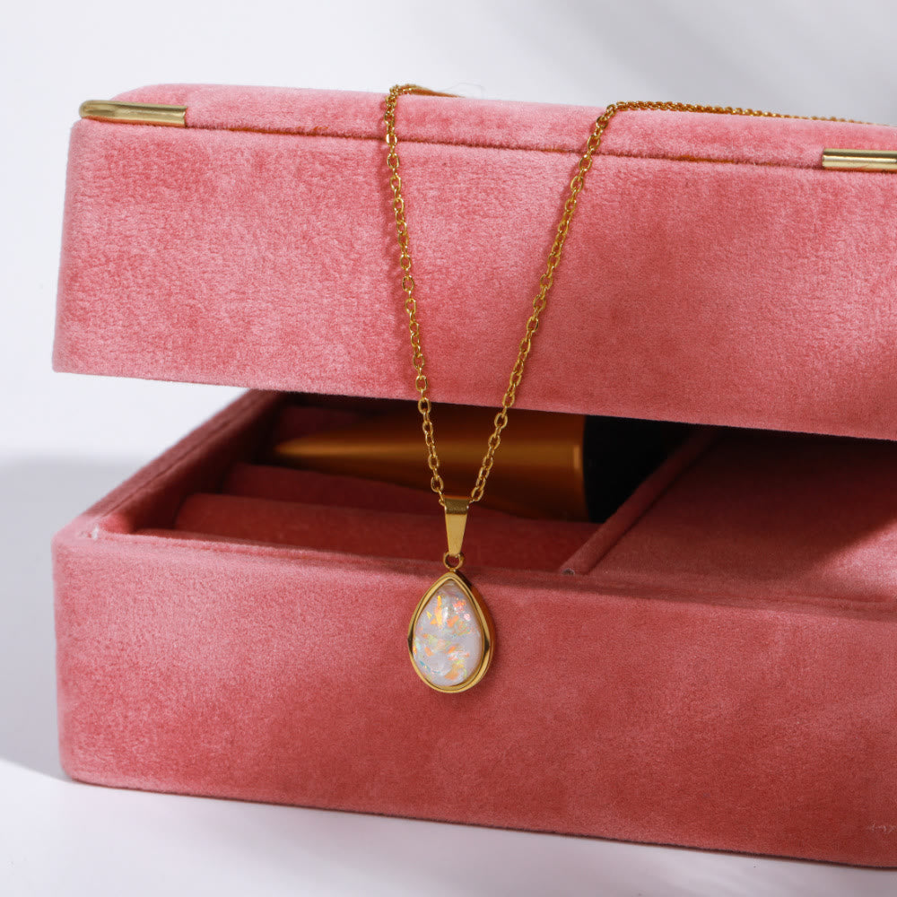 Olivenorma 18k Natural Opal Drop Shape Pendant Necklace - image 8