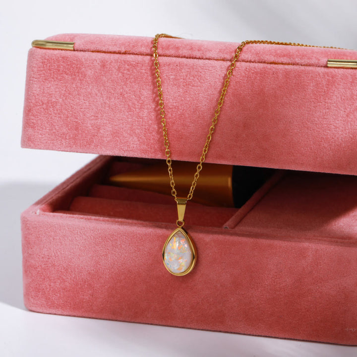 Olivenorma 18k Natural Opal Drop Shape Pendant Necklace - image 8