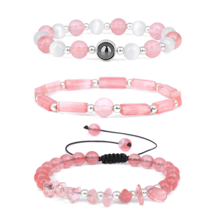 Olivenorma "Healing Wishes" Natural Crystal 3 Pieces Set Bracelet - Rose Quartz - image 7