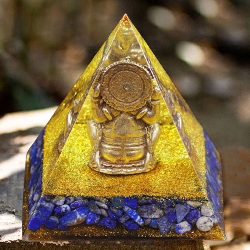 Olivenorma Lapis Lazuli With Elephant Symbol Orgone Pyramid - image 2