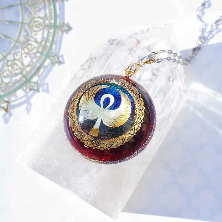 Olivenorma Garnet Lapis Lazuli Aquamarine Key Of Life Necklace - image 3