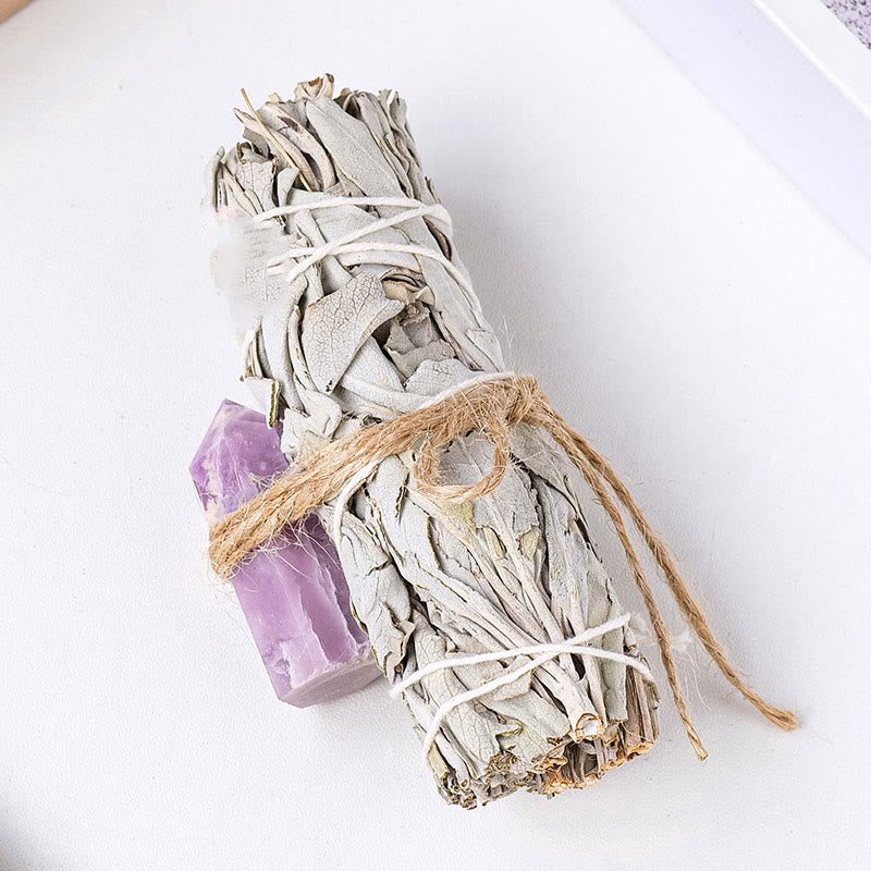 Olivenorma White Sage Hexagonal Prism Crystal Aromatherapy Gemstone Decoration - Lepidolite - image 44