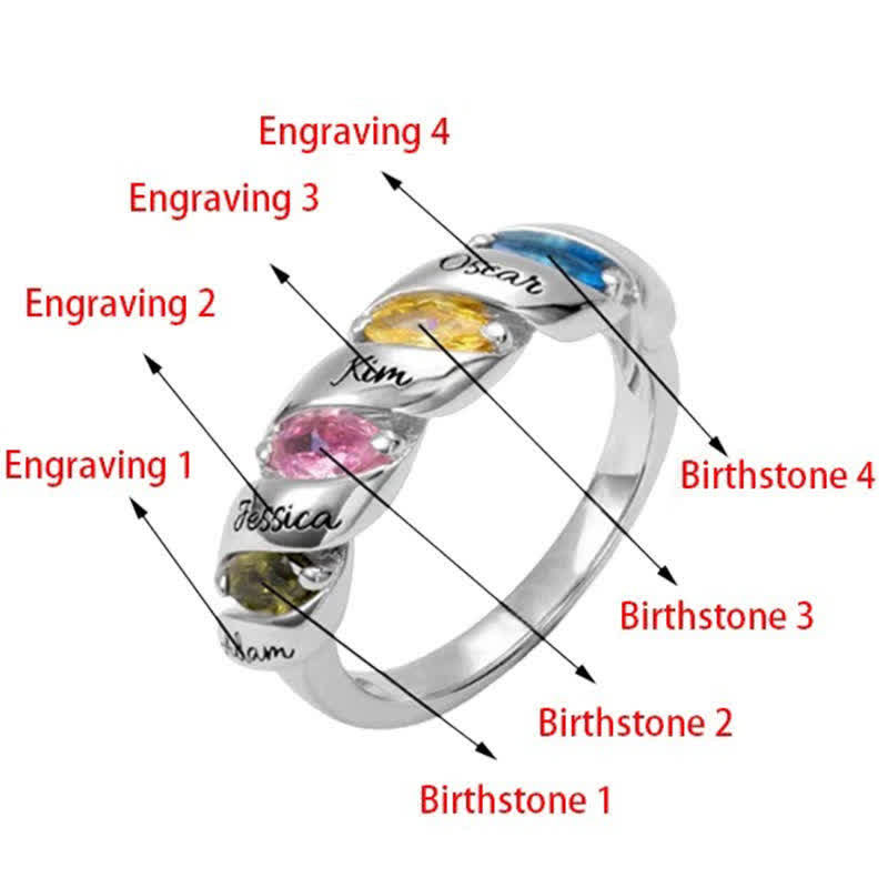 Olivenorma Memory Personalized and Engraved Birthstones Ring - image 7