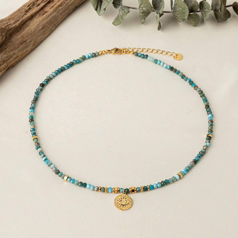 Olivenorma Natural Blue Turquoise Beaded Evil Eye Necklace - image 2