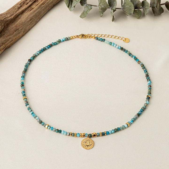 Olivenorma Natural Blue Turquoise Beaded Evil Eye Necklace - image 2