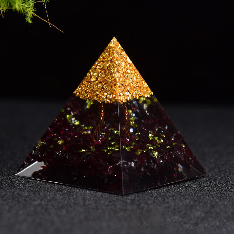 Olivenorma Garnet Metal Granules Tree Of Life Orgone Pyramid - image 1