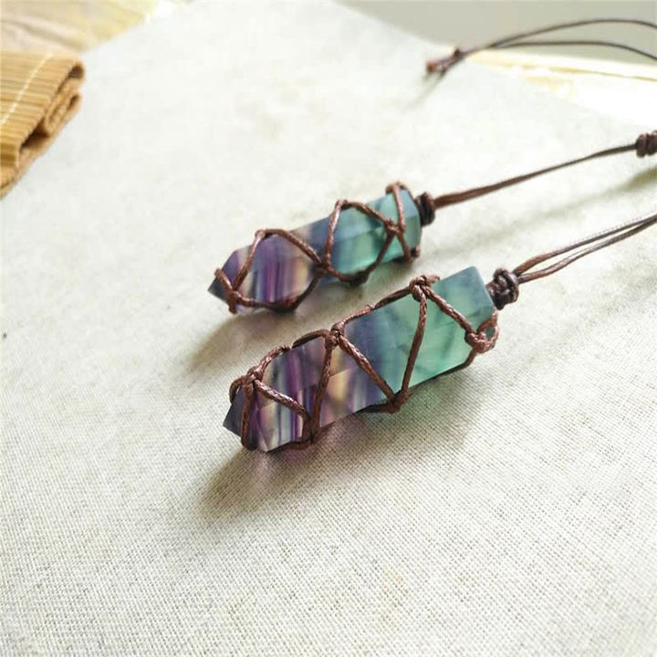 Olivenorma Natural Fluorite Hexagonal Prism Gemstone Necklace - image 3