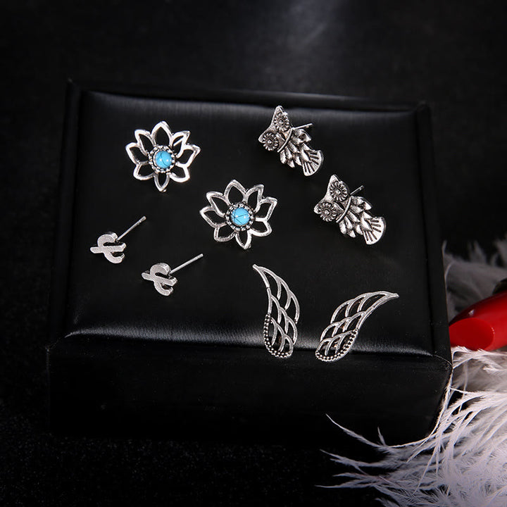 Olivenorma Turquoise Bohemian Boho Nimal Stud 4pcs Earrings - image 4