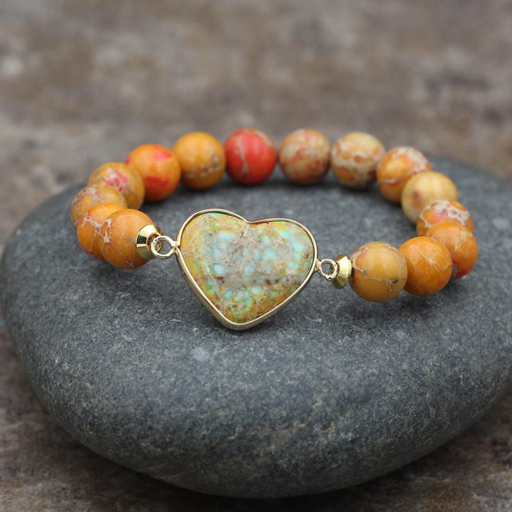 Olivenorma Emperor Stone Woven Beads Handle Braided Bracelet - Orange Emperor Stone - image 6
