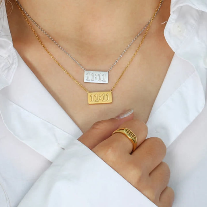 Olivenorma 11:11 Angel Number Dainty Necklace And Ring - image 6