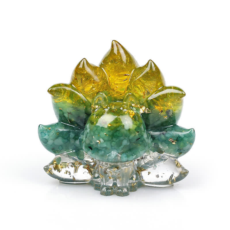 Olivenorma Nine-tailed Fox Gemstone Decoration - Citrine&Green Aventurine&Clear Crystal - image 3