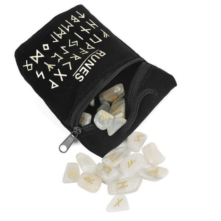 Olivenorma Rune Alphabet Carved Graphic Stone Balance Gemstone Decoration - Moonstone - image 27