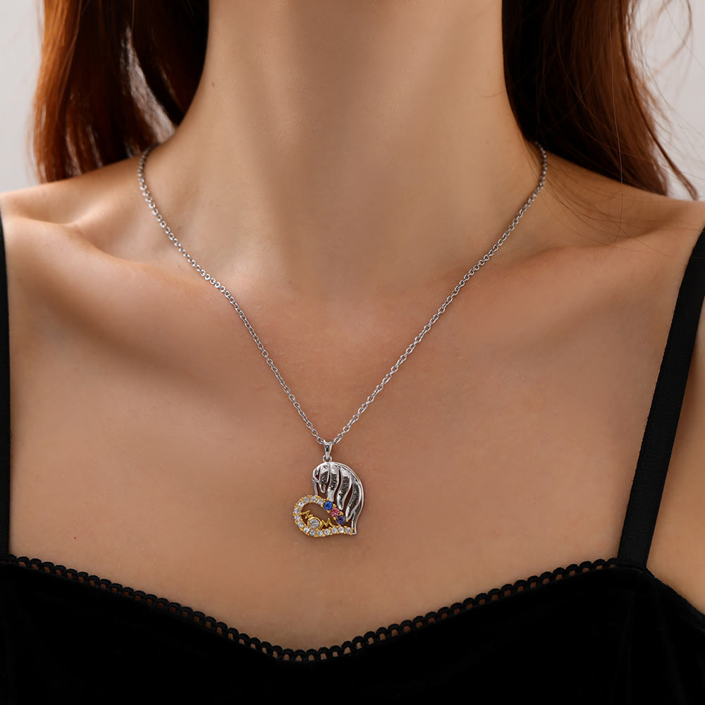 Olivenorma Mothers Birthstones Half Diamond Heart Necklace - image 1
