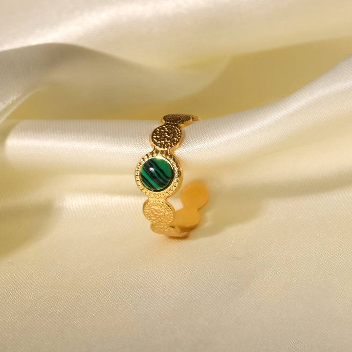 Olivenorma Gold Green Natural Malachite Open Ring Set - image 2