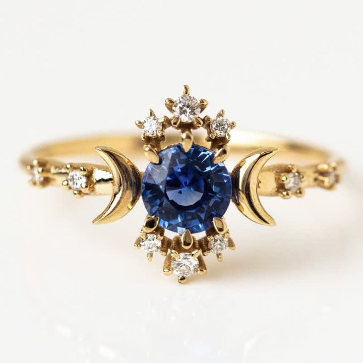 Olivenorma Delicate Gold Sapphire Moon And Star Ring - 10 - image 0