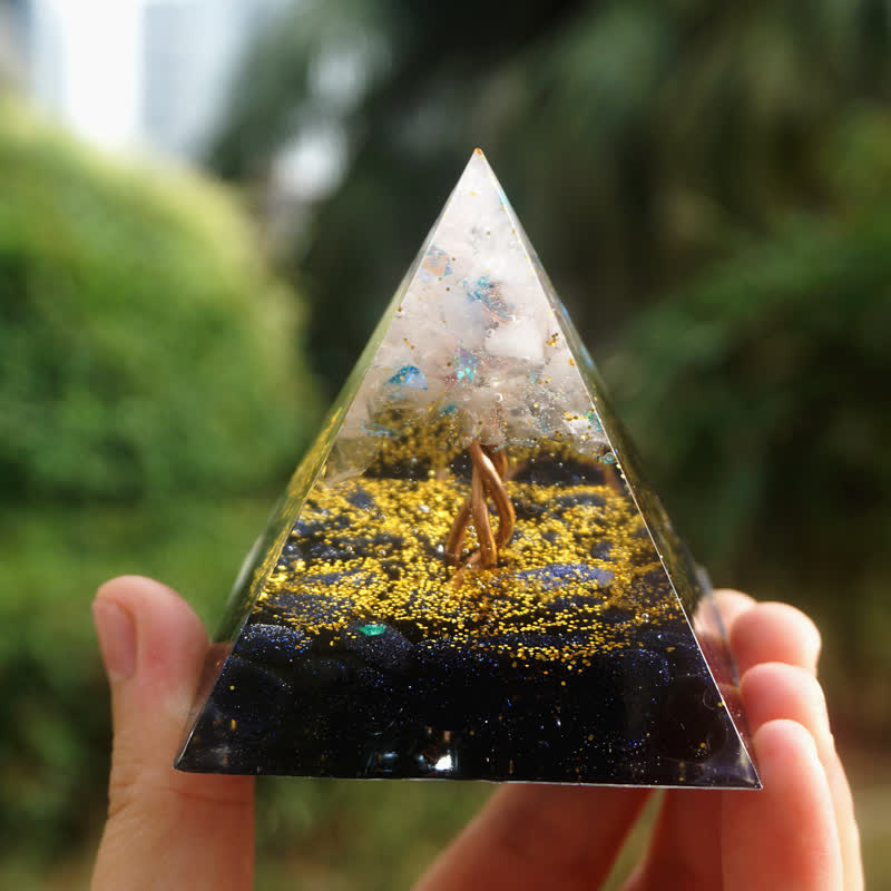 Olivenorma Rose Quartz Blue Sandstone Tree Of Life Orgone Pyramid - 3.93''*3.93''(10cm X 10cm) - YES PLEASE $8 - image 0