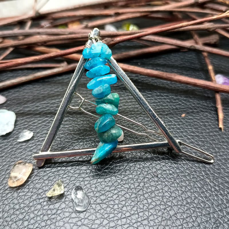Olivenorma Crystal Triangle Gravel Geometric Hair Accessories Comb Hairpin - Blue Apatite - image 14