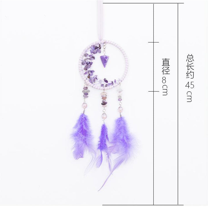 Olivenorma Amethyst Pendant Small Crescent Feather Dream Catcher - image 9
