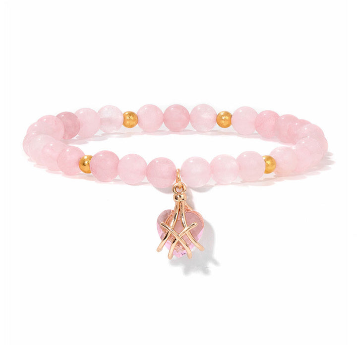 Olivenorma Natural Stone Heart Love Charm Bracelet - Rose Quartz - image 21