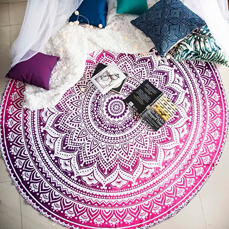 Circular Mandala Rosamia Yoga Meditation Tapestry - Purple - image 0
