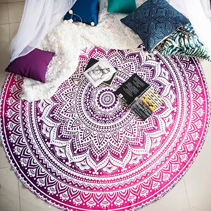 Circular Mandala Rosamia Yoga Meditation Tapestry - Purple - image 0