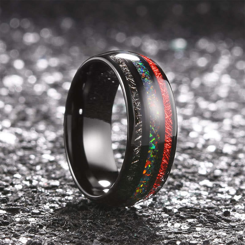 Olivenorma Color Opal 8mm Black Tungsten Carbide Mens Ring - image 4