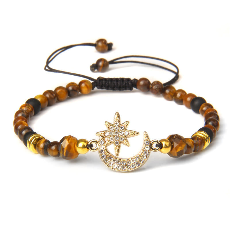 Olivenorma "Moon And Starlight" Gemstone Moon & Star Bracelet - Tiger Eye - image 2