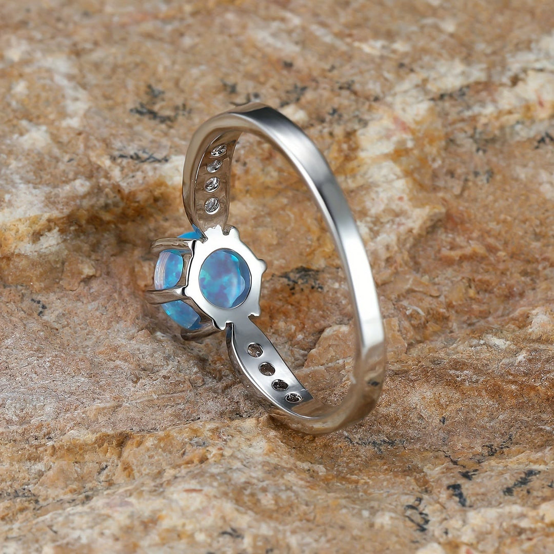 Olivenorma Six Claws Round Opal Edge Band Ring - image 9