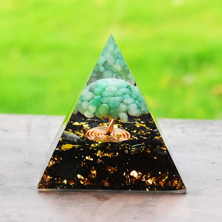 Olivenorma Green Aventurine Obsidian Tree Of Life Orgone Pyramid - 8*8cm - YES PLEASE $8 - image 0