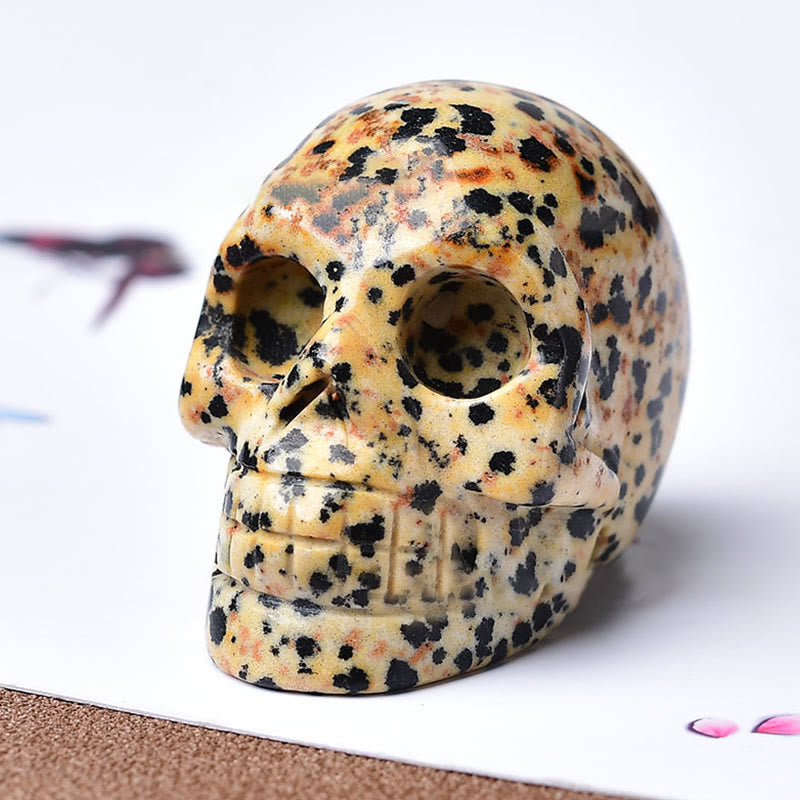Olivenorma Crystal Engraved Skull Crafts Gemstone Decoration - Dalmatian Jasper - image 19