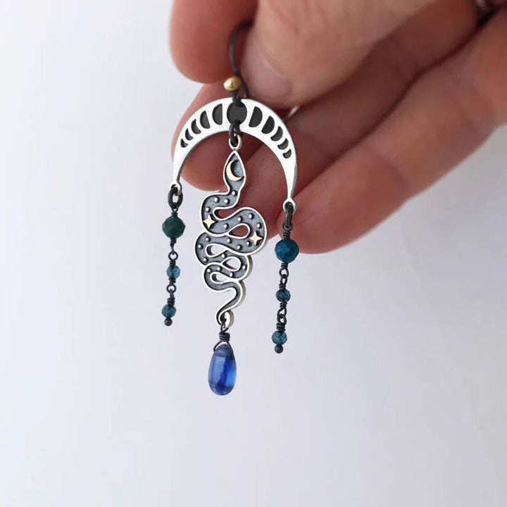Olivenorma Moon Star Snake Earrings Sapphire Drop Witch Earrings - image 2
