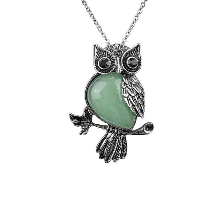 Olivenorma Natural Stone Owl Necklace - Green Aventurine - image 0