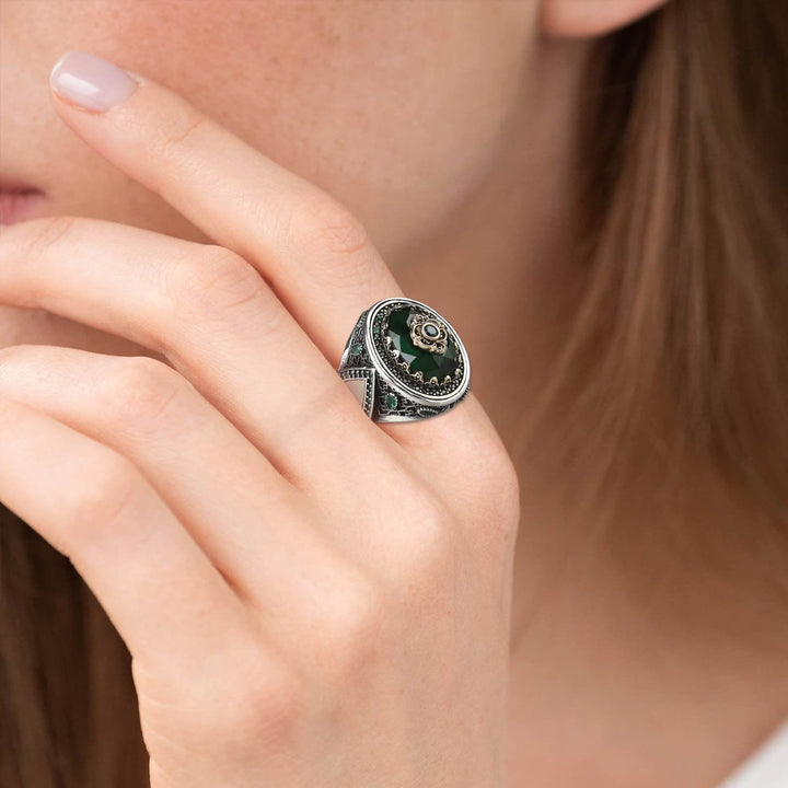 Olivenorma Water Drop Emerald Stacking Ring - image 3