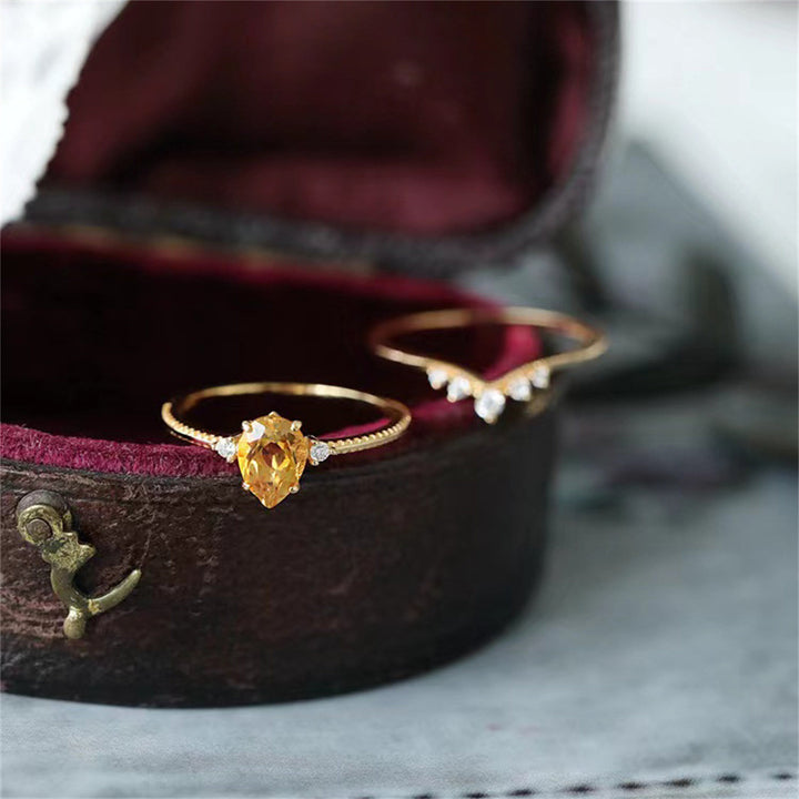 Olivenorma Copper Gold Drop Shape Citrine Ring - image 2